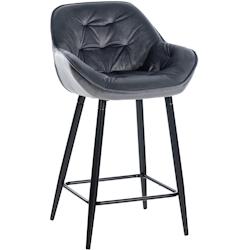 Décoshop26 - Tabouret de bar chaise haute x1 assise effet capitonnée en velours gris foncé et métal noir 10_0004895 - gris 3000252347158_0