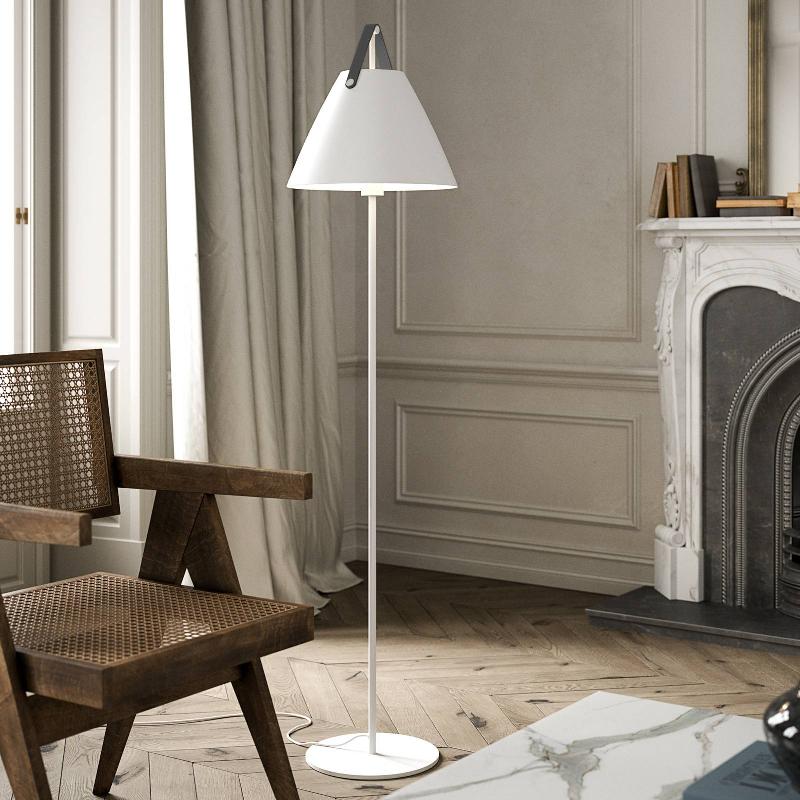DFTP BY NORDLUX LAMPADAIRE STRAP EN MÉTAL, RUBAN EN CUIR, BLANC