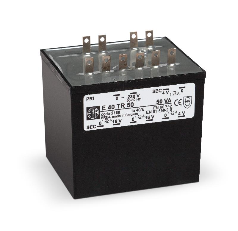 Transformateur monophasé E 40TR50 - 50VA - Protection électronique - Upri 230V / Usec 0-16-20-24-28-33-36-40V_0