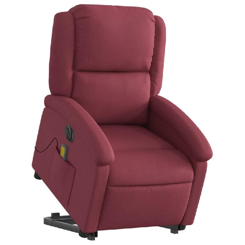 Fauteuil inclinable de massage électrique Rouge bordeaux Tissu Modèle Lermelis - 8721012166912_0