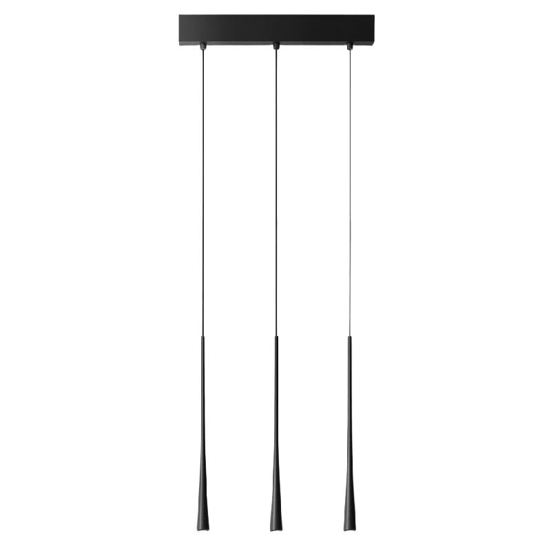 Gea Luce Suspension Linéaire Multiple Dafne S/3P 3 Lumières Led 16,5W 3000K Cri>90 - Noir Satiné Avec Rosace Noire - Gealuce - noir DAFNE S/3P - NERO_0