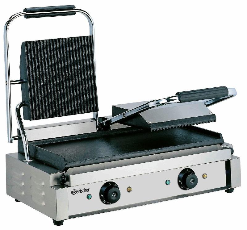 Grill contact Bartscher 3600 2GR - Plaques rainurées et lisses, acier inoxydable, 3,6 kW_0