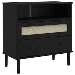 Helloshop26 - Buffet bahut commode armoire meuble de rangement organisateur cuisine salle de séjour salon aspect rotin 80 x 40 x 80 02_0036239 - 3000_0