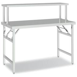 Helloshop26 - Table de travail de cuisine professionnelle avec étagère 120 x 60 x 115 cm acier inoxydable 02_0045423 - 3000220674637_0