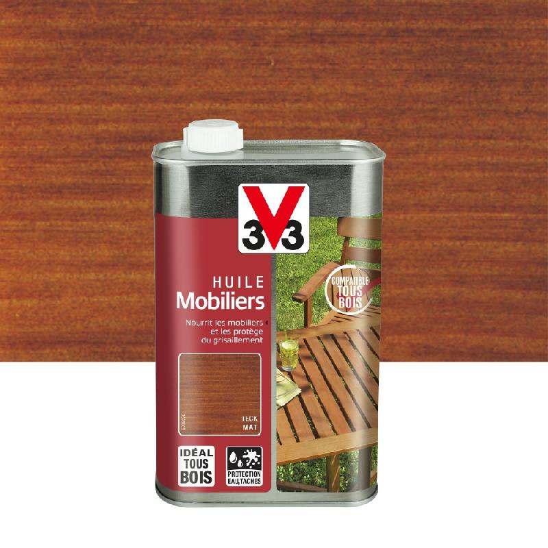 Huile pour mobilier de jardin V33 - Teck mat, 1L - Protection eau, taches, UV_0