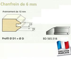 JEU DE 2 COUTEAUX PROFIL CHANFREIN DE 6MM DESSOUS