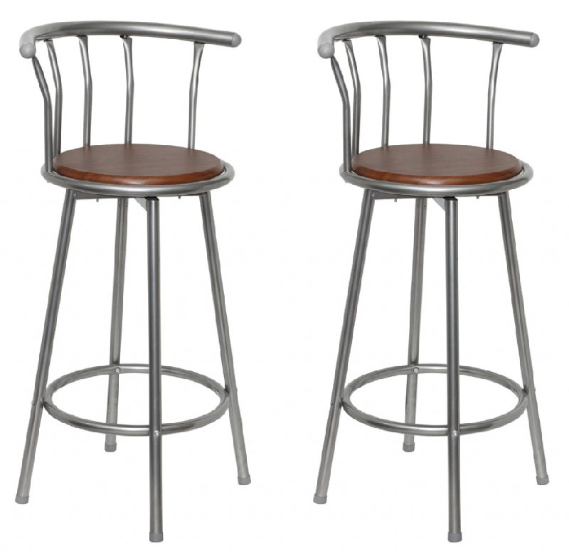 LOT DE 2 TABOURETS DE BAR BOIS MARRON DESIGN MODERNE 1202010_0