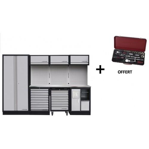 MEUBLE D'ATELIER MODULAIRE 4 ÉLÉMENTS PLAN DE TRAVAIL INOX MOBILIO KRAFTWERK
