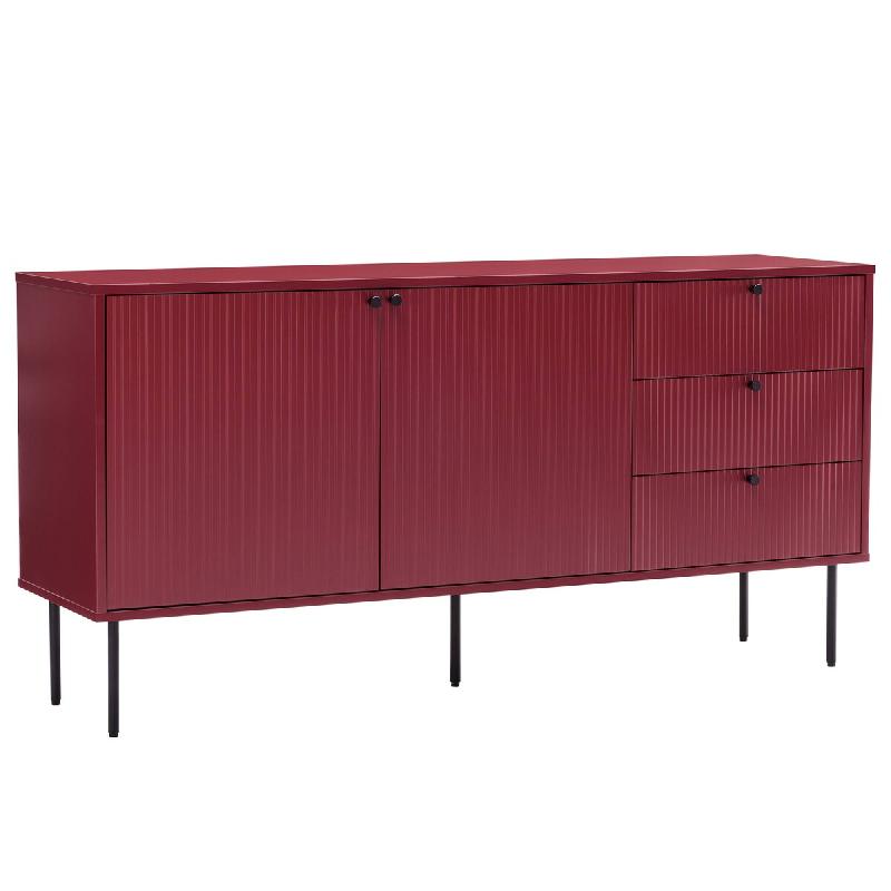 Oviala Business Buffet 2 portes et 3 tiroirs décor mélaminé 150 cm bordeaux - violet Bois manufacturé 114558_0