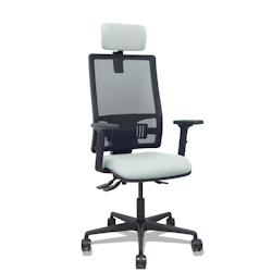 Piqueras y Crespo Silla Bormate asincro malla negra asiento bali gris claro brazos 2D ruedas 65mm cabecero regulable - gris multi-matériau 405ASM840B_0