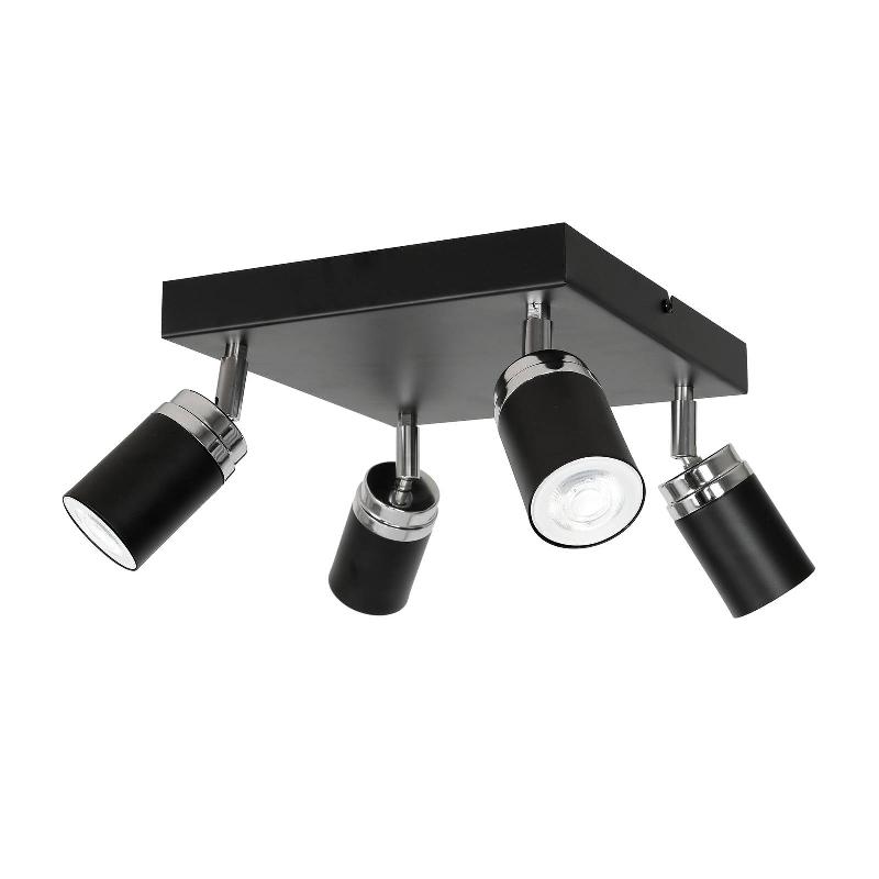 LUMINEX PLAFONNIER À SPOTS RONDO NOIR/DORÉ CARRÉ 4 LAMPES