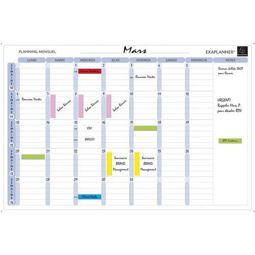 PLANNING MAGNÉTIQUE MENSUEL - TEXTES EN FRANÇAIS - EXACOMPTA