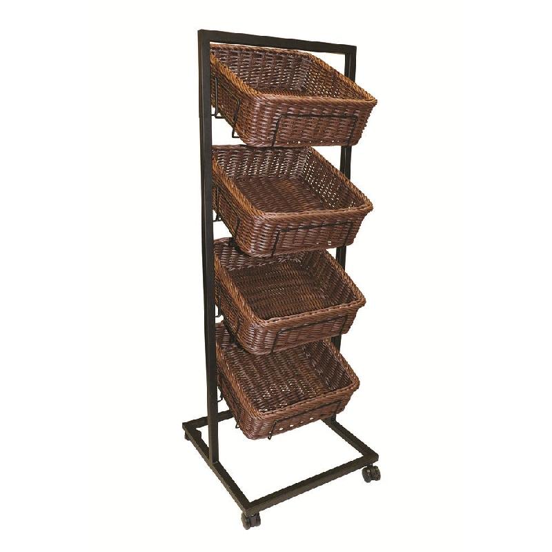 Présentoir Charente - 4 corbeilles - 49x49x134cm - chocolat_0