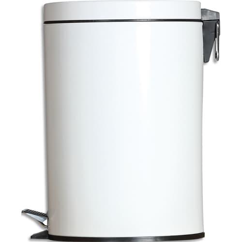 Probbax collecteur à pédale 5L - bac intérieur plastique amovible - acier galvanisé époxy blanc_0