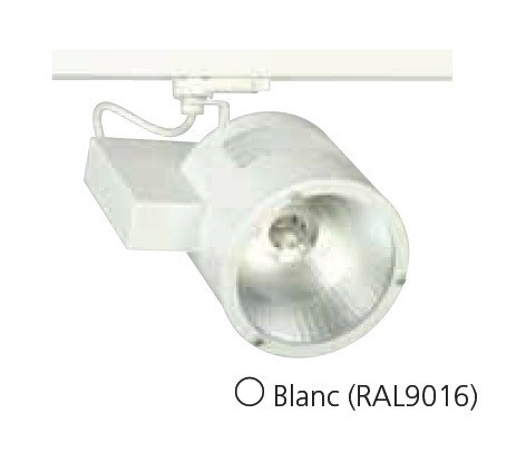PROJECTEUR ORIENTABLE BLANC RAIL MONOPHASÉ 3 ALLUMAGES LAMPE IODURE G12 70W (NON INCL) BALLAST GAIA I TRAJECTOIRE 004605