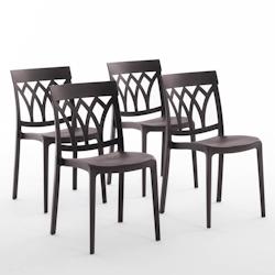 RATTATAN Set 4 Chaises en polypropylène avec fibre de verre empilables pour extérieur et jardin, bar et restaurant, cuisine design moderne - EMMA -_0