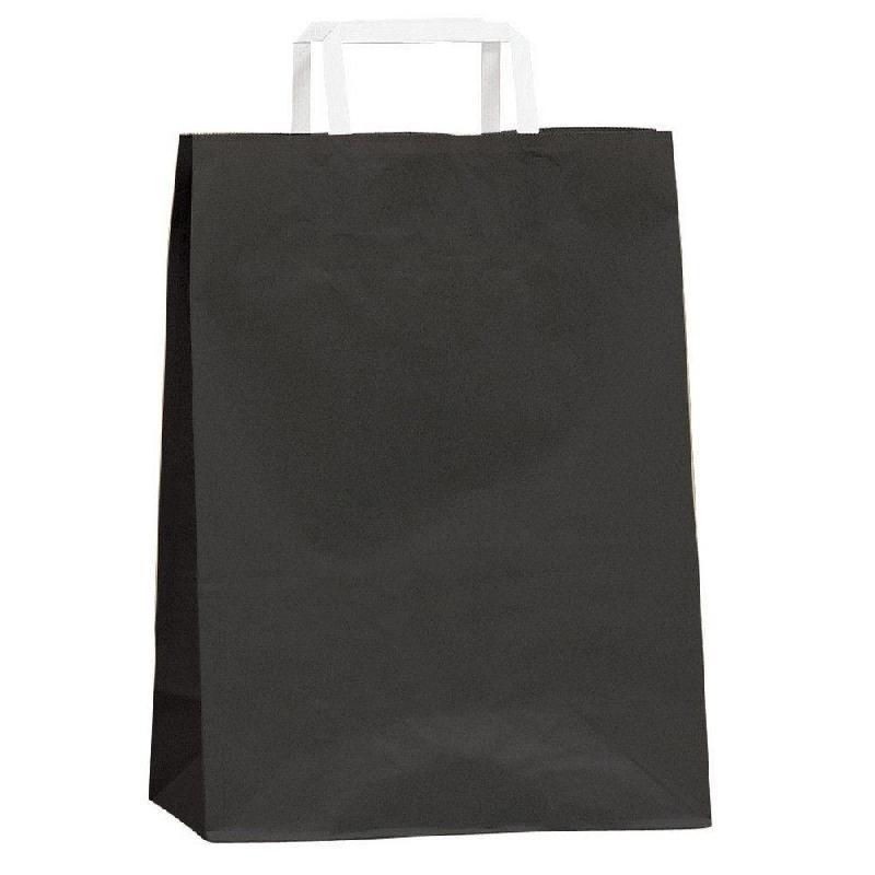 Sac kraft poignées plates noir 22+10X28cm - par 50_0