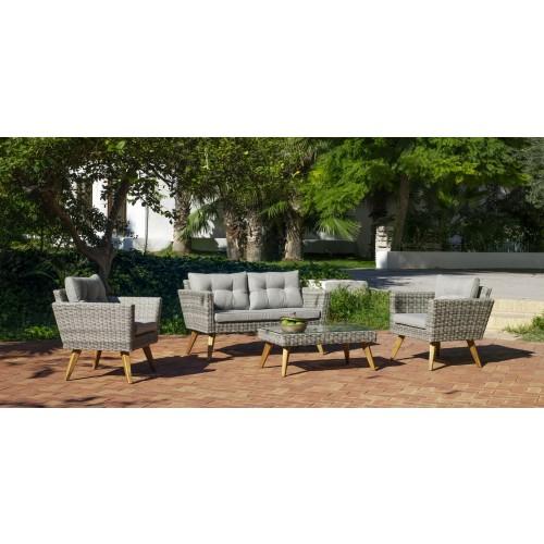 SALON DE JARDIN SOFA MERIDIEN 5 PLACES HEVEA