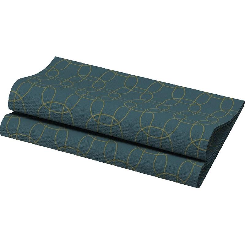 Serviette de table intissé bio bleu vert géométrique or 40 x 40 cm - par 60_0