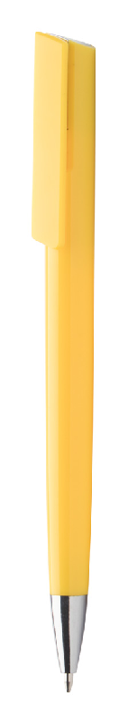 Stylo à bille en plastique - embout chromé - encre bleue - couleur jaune - 10g_0