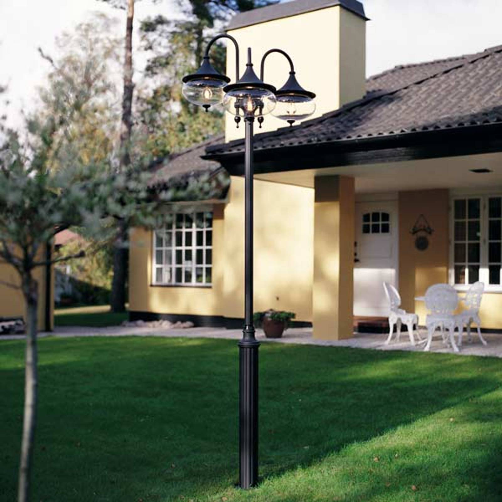 KONSTSMIDE LAMPADAIRE D\'EXTÉRIEUR LIBRA À 3 LAMPES NOIR