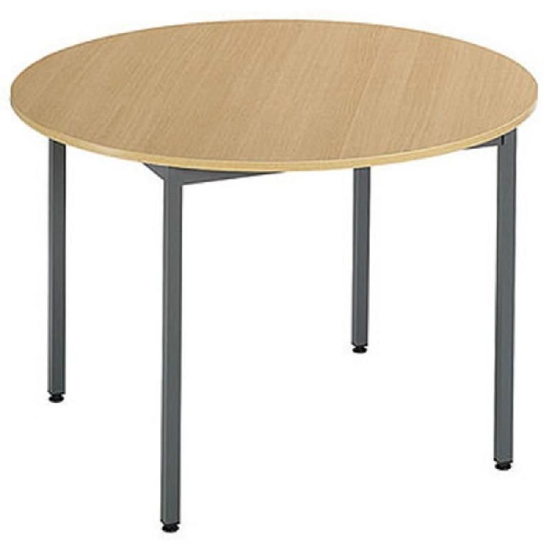 TABLE BUDGET RONDE - Ø 110 CM - PLATEAU HÊTRE - PIEDS GRIS FONCÉ