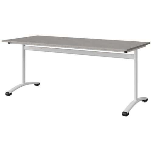 TABLE MALIBU 180X80 T6 DL STRA ABS BÉTON F186/BLC 9016