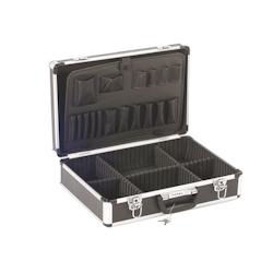 Valise à Outils PEREL avec Compartiments Amovibles - Serrure à Clé - Intérieur Capitonné- 455 x 330 x 152 mm - Noire - 3701123995910_0