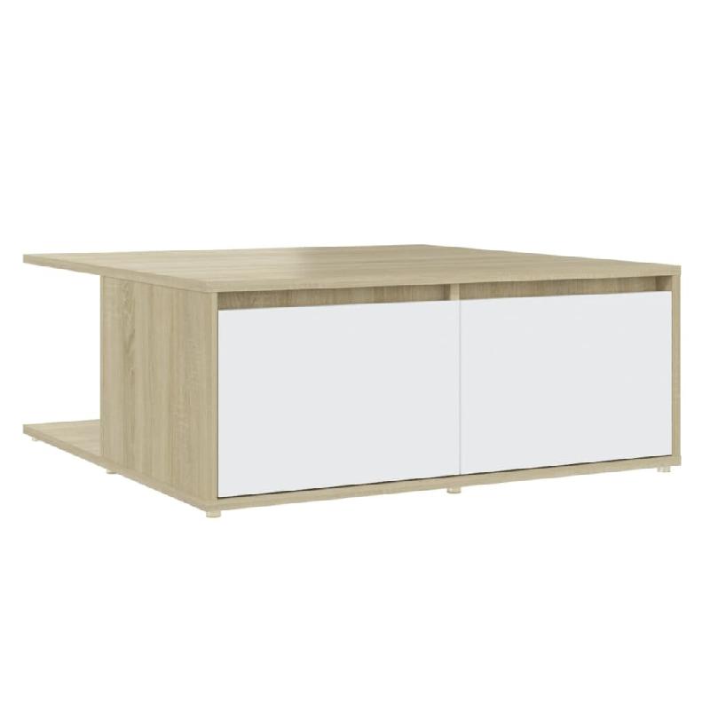 VidaXL Table basse blanc et chêne sonoma 80x80x31 cm bois d'ingénierie Modèle Atlas Infinite Riviera - 806881_0