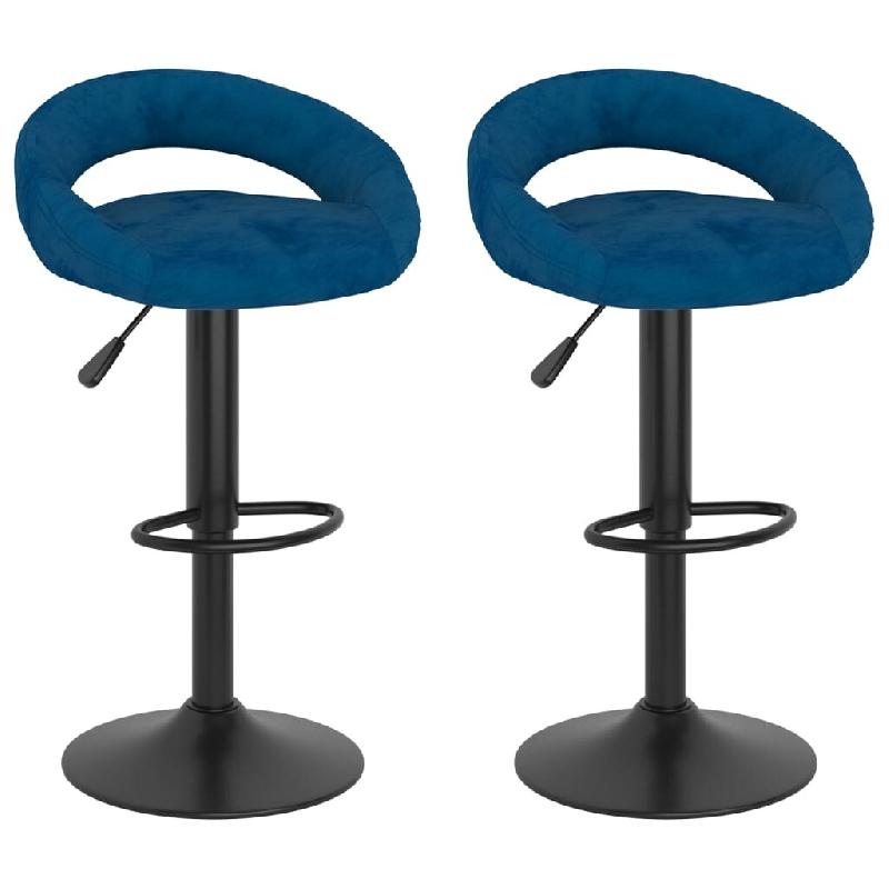 VidaXL Tabourets De Bar Lot De 2 Bleu Velours - bleu 333273_0