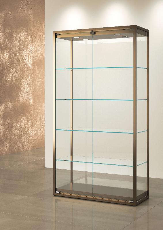 VITRINE HAUTE BRONZE ANODIQUE - L 95 P 45 H 190 CM STM95V-BR_0