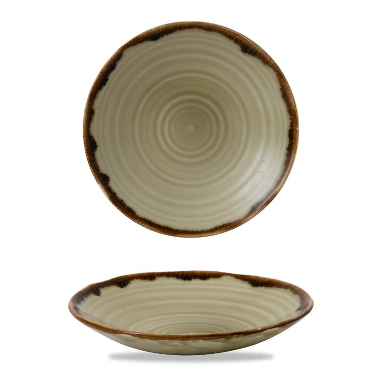 ASSIETTE COUPE CREUSE ROND BEIGE PORCELAINE Ø 24,5 CM HARVEST DUDSON