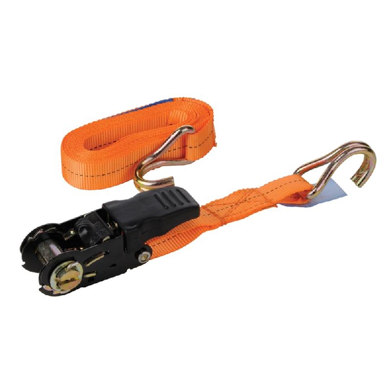 Sangle d'arrimage 750 kg - tendeur à cliquet caoutchouté - crochet en 'J' - 4,5 m x 25 mm - norme BS EN 12195_0