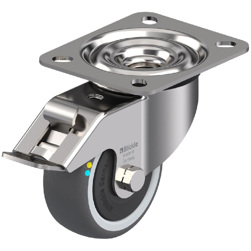 Roulette pivotante/frein de 80 mm en acier inoxydable avec thermocouple conducteur d'électricité gris_0