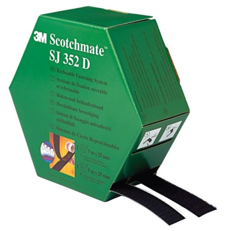 Adhésif double-face auto-agrippant scotchmate sj352d largeur 25.4 mm, boîte de 2 rouleaux de 5 m_0