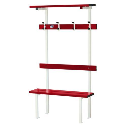 BANC VESTIAIRE SUR PIEDS AVEC PORTE PATÈRES ET PORTE SACS GES ASSISE ALU