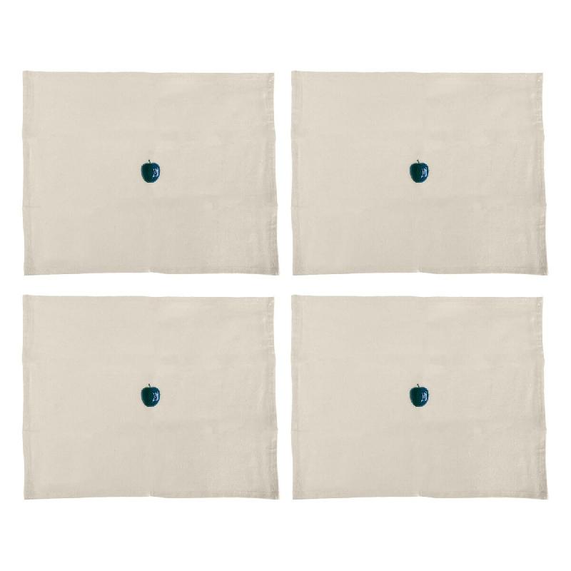 Benetton - Lot de 4 Sets de Table 45x35cm 180GSM en Coton Crème et Bleu - beige BE729_0