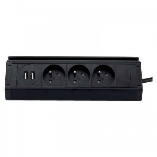 BLOC 3 PRISES + USB - POSE EN ANGLE - POUR CUISINE OU BUREAU SYNERCIA