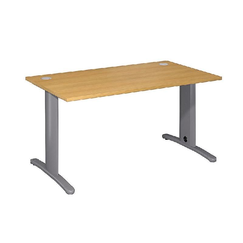 BUREAU DROIT IMEDIA - L. 140 X P. 80 CM - PLATEAU HÊTRE - PIEDS ALUMINIUM