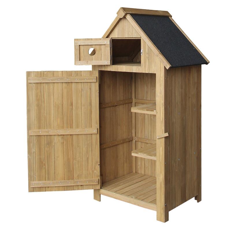 Cabane abri de jardin étroite en bois de sapin avec toit bitume - 142 cm - Référence 16_0002171_0