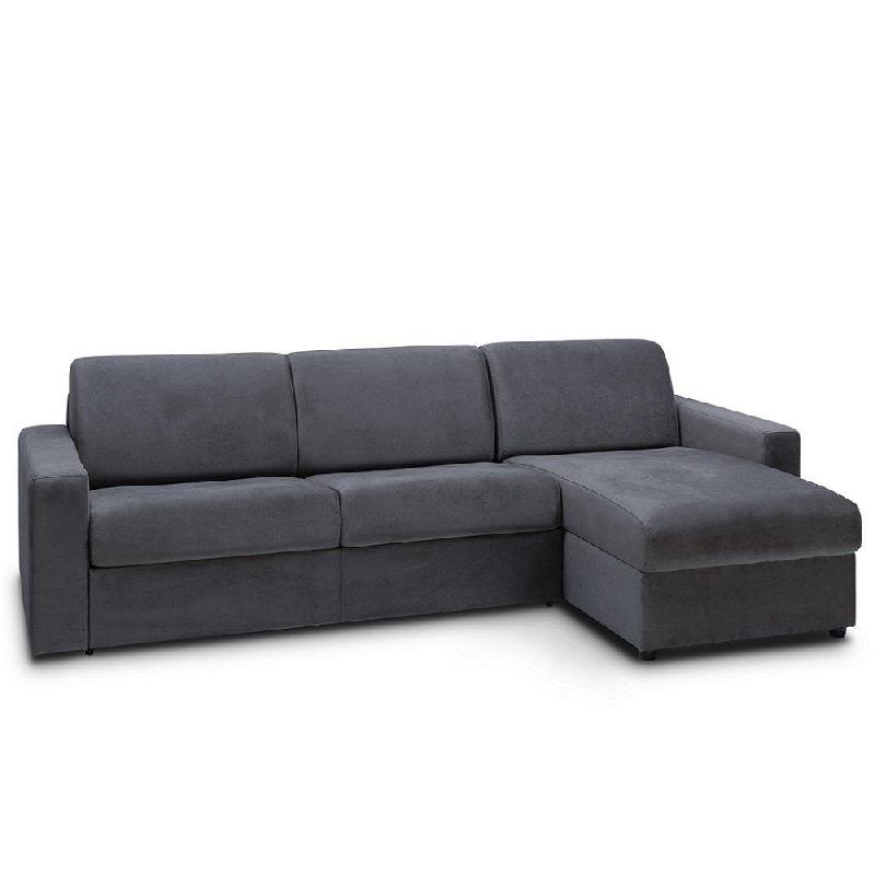 Canapé d'angle convertible Night Edition - Velours gris anthracite - Couchage express 140 cm - Matelas Excellence 14 cm_0