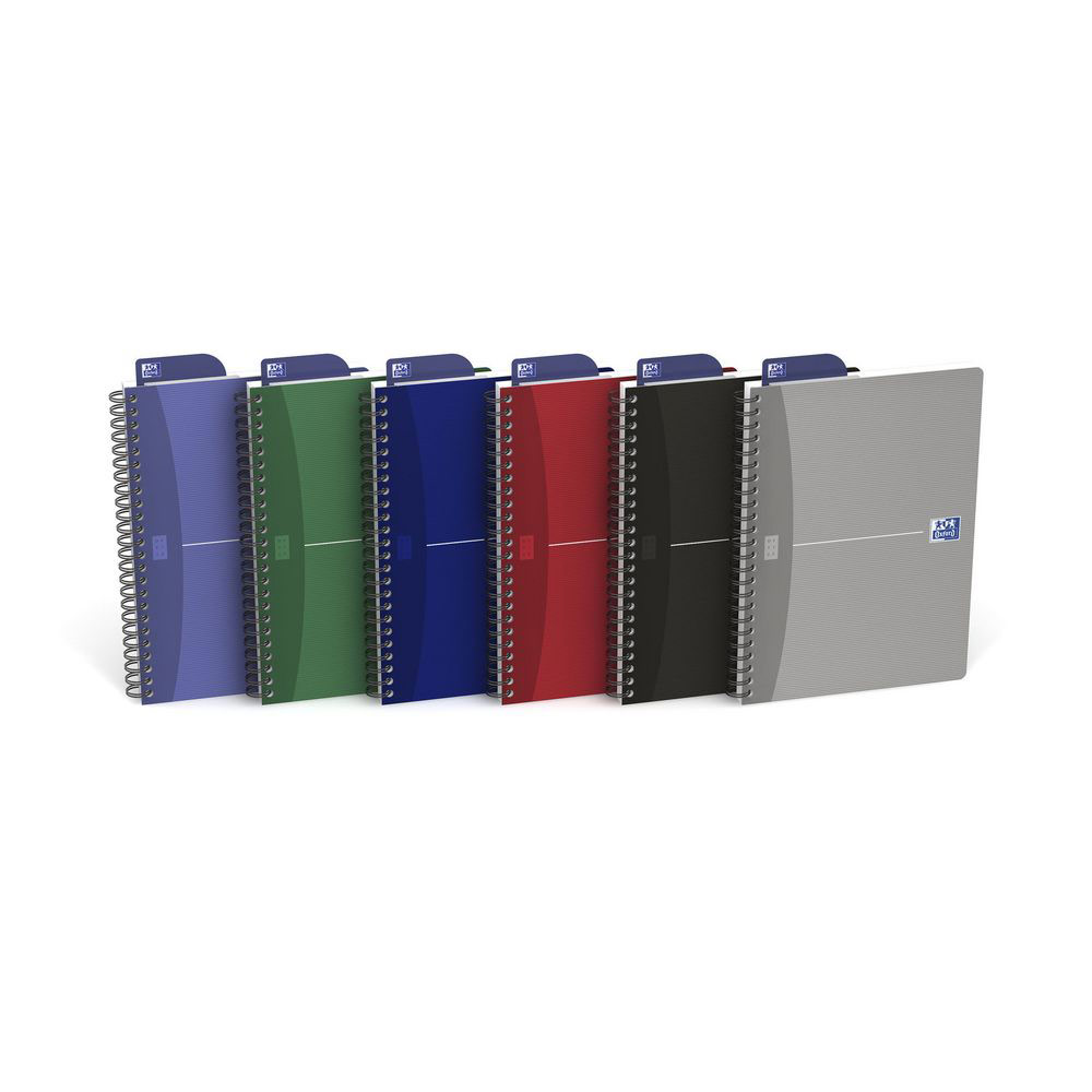 CARNET  OXFORD ESSENTIALS A5 AVEC RELIURE A SPIRALE DOUBLE - 90 FEUILLES/180 PAGES - PAGES LIGNEES - 90 G/M²  - LOT DE 5