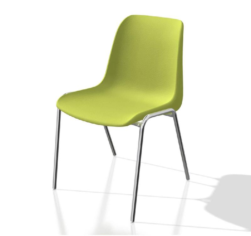 CHAISE COLLECTIVITES COQUE UNIVERSELLE - POLYPROPYLENE - VERT CLAIR - PIEDS METAL CHROME - LOT DE 6