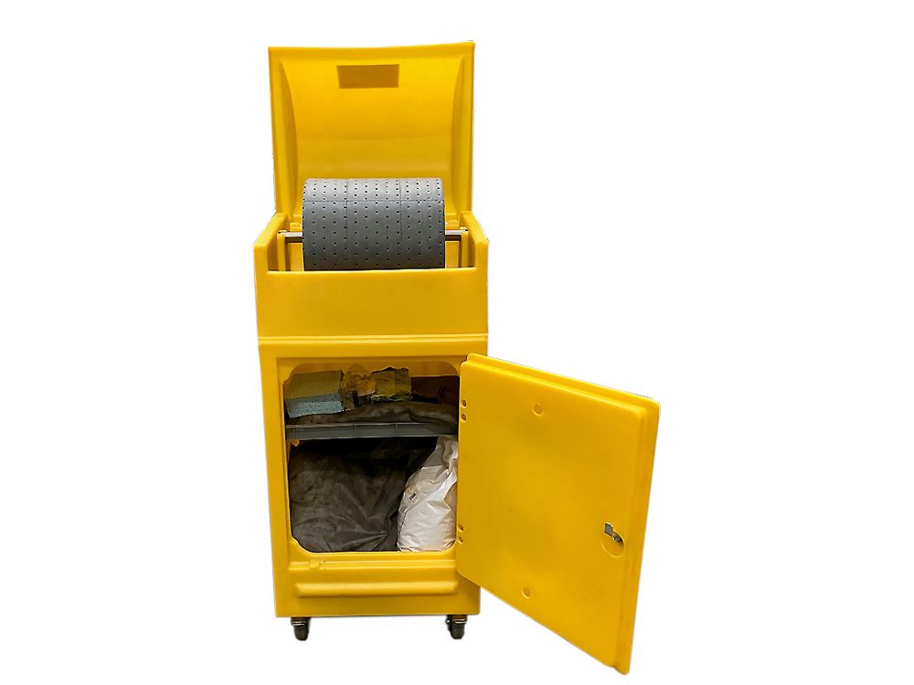 Chariot mobile avec dévidoir 1 rouleau - kit interventions d'urgence - kits absorbants Universel - 130 L ou 330 L_0