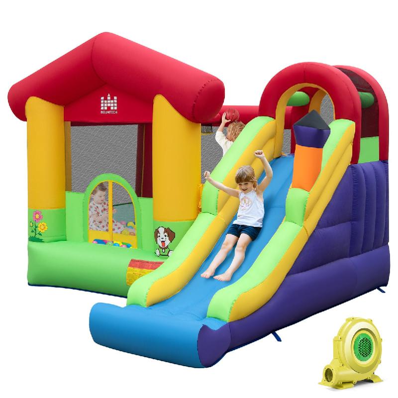 CHÂTEAU GONFLABLE AVEC SOUFFLEUR 680W MAISON DE SAUT LONG TOBOGGAN PANIER DE BASKET 50 BALLES OCÉANIQUE INTÉRIEUR EXTÉRIEUR 20_0002386_0