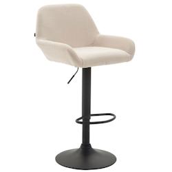 Décoshop26 - Tabouret de bar x1 repose-pieds en forme d'arc en métal noir assise en tissu crème 10_0004546 - noir 3000252167251_0