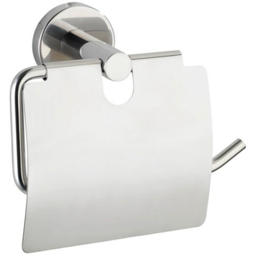 DÉROULEUR PAPIER WC - BOSIO - SUPPORT MURAL - COUVERCLE - ACIER INOX BRILLANT WENKO