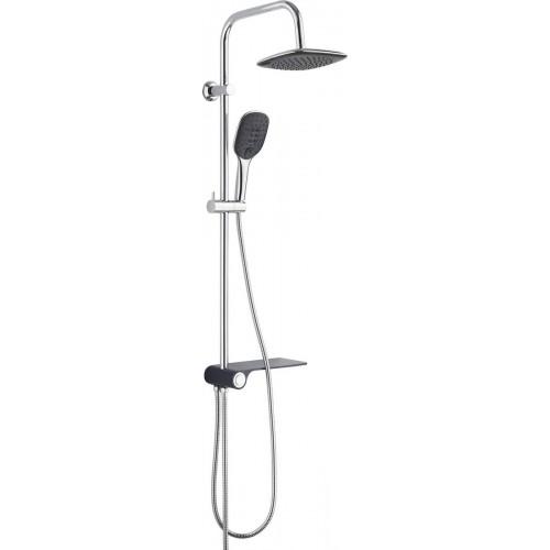 COLONNE DE DOUCHE AVEC TABLETTE ANTHRACITE ET POMMEAU CARRÉ - AQUASTAR SCHÜTTE