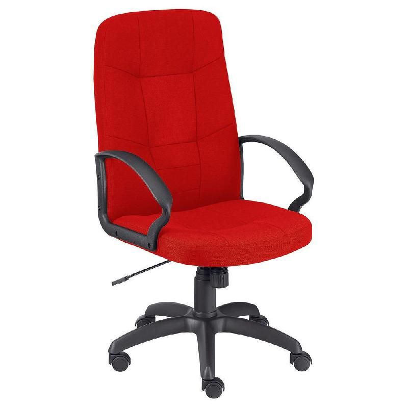 FAUTEUIL DIRECTION À ROULETTES LÉO CONFORT 2 - AJUSTABLE - EN TISSU - HAUTEUR DOSSIER 65 CM - COULEUR ROUGE