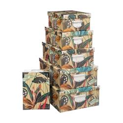 FIVE Lot de 6 Boîtes de rangement avec poignées et coins en métal déco Palawan - multicolore 3560235597326_0